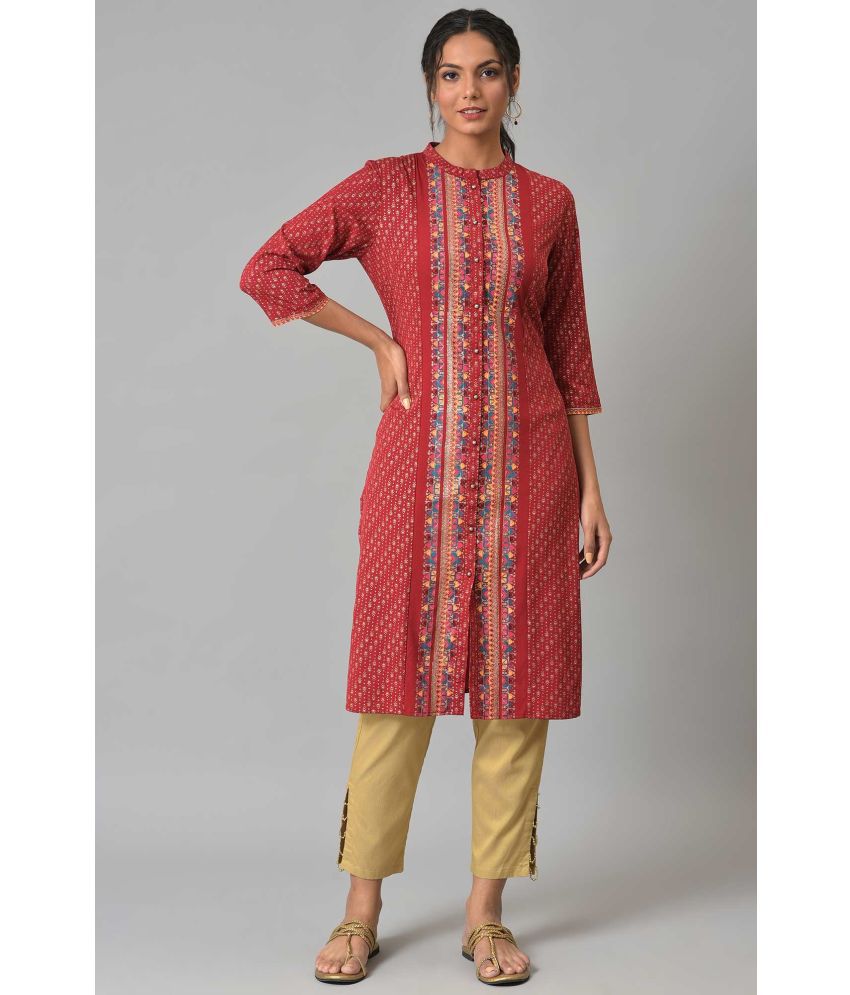     			W Polyester Printed Straight Women's Kurti - Red ( Pack of 1 )