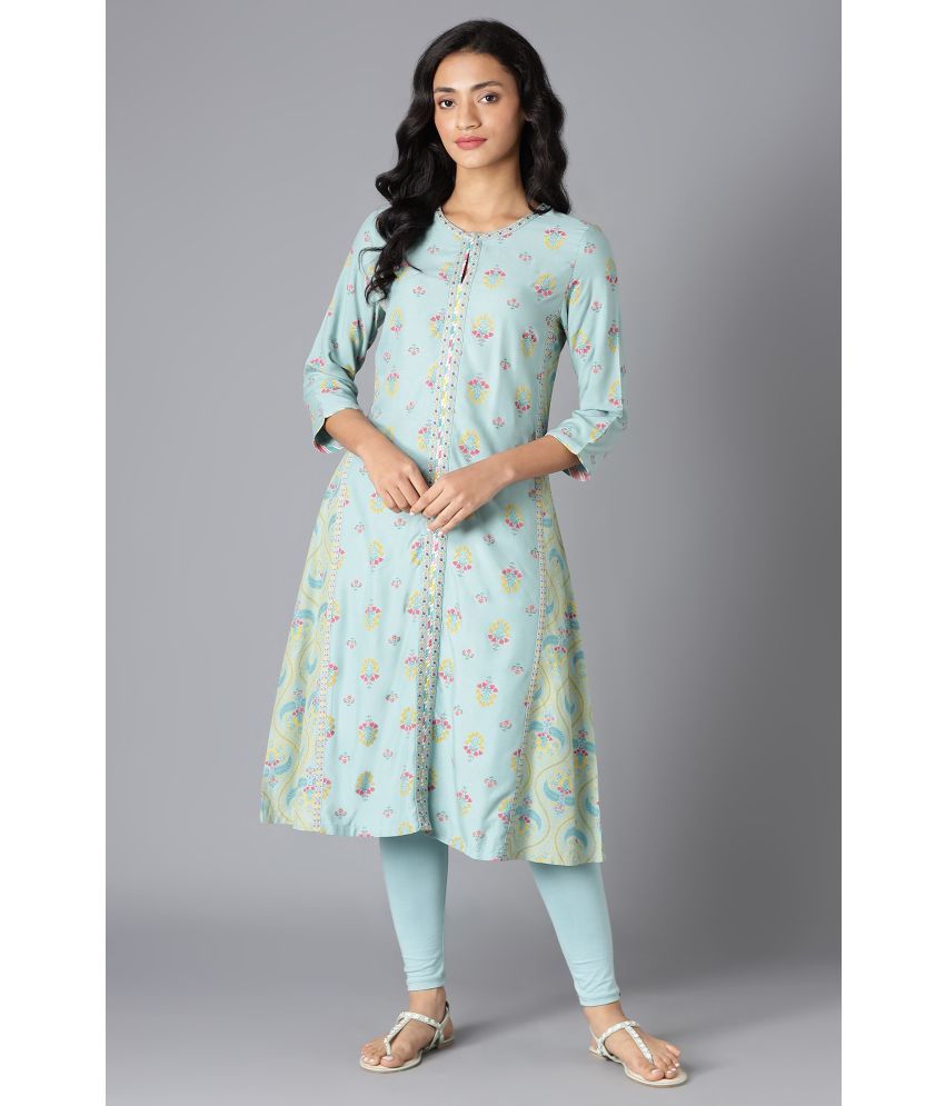     			W Viscose Printed A-line Women's Kurti - Blue ( Pack of 1 )