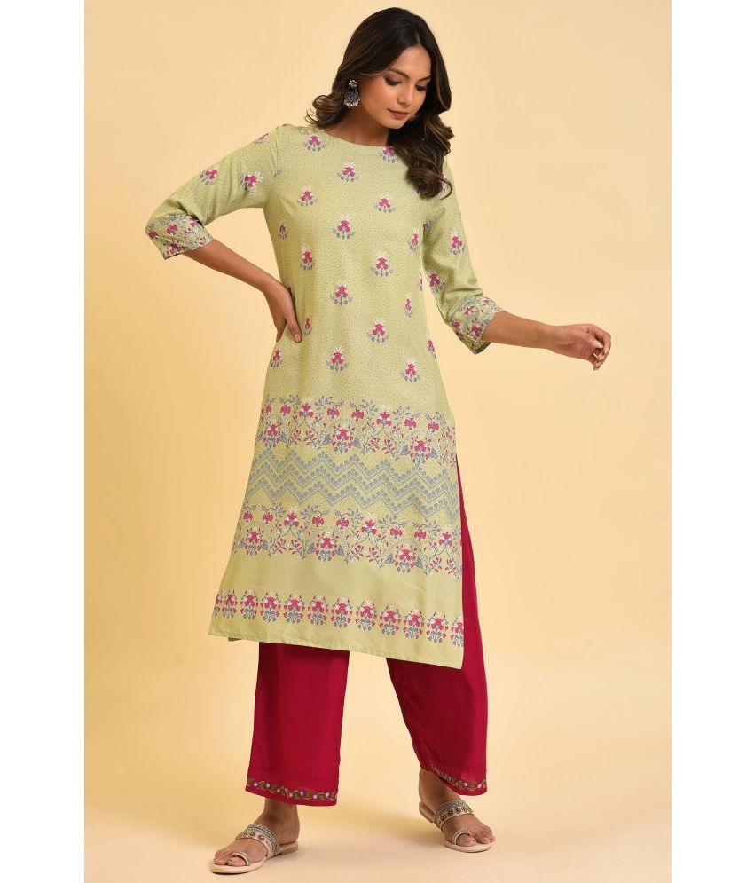     			W Viscose Printed Straight Women's Kurti - Green ( Pack of 1 )