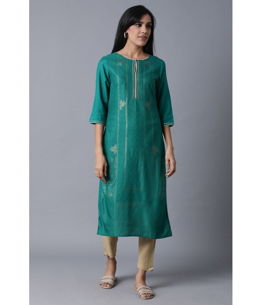     			W Viscose Printed Straight Women's Kurti - Green ( Pack of 1 )