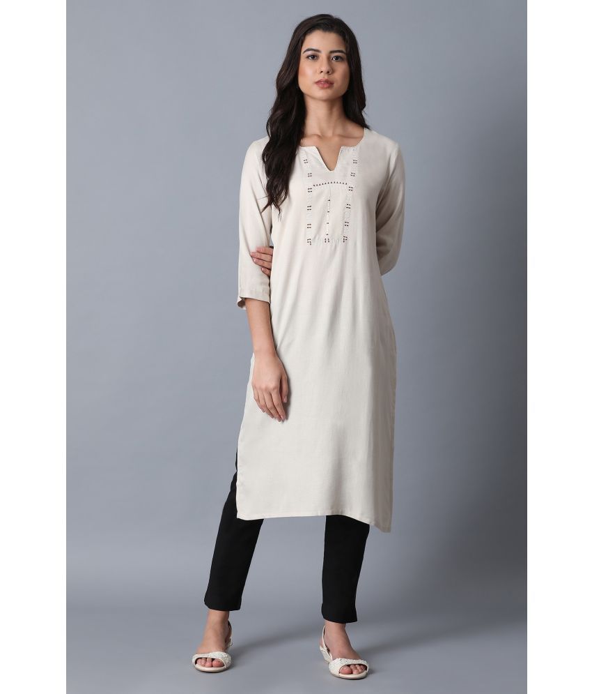     			W Viscose Solid Straight Women's Kurti - Off White ( Pack of 1 )