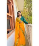 ANAND SAREES Chiffon Solid Saree With Blouse Piece - Yellow ( Pack of 1 )