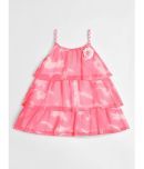 Nauti Nati Polyester Tiered Dress For Girls ( Pack of 1 , Pink )