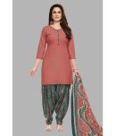 shree jeenmata collection Cotton Printed Kurti With Patiala Women's Stitched Salwar Suit - Red ( Pack of 1 )