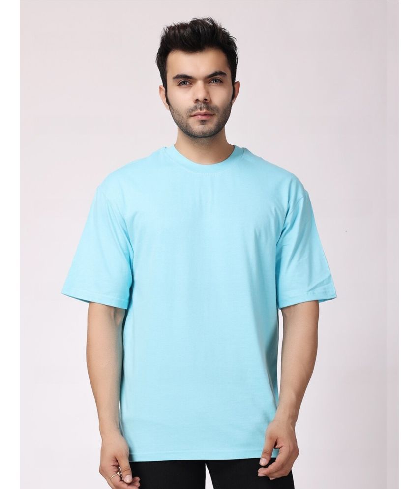     			AKTIF Cotton Blend Oversized Fit Solid Half Sleeves Men's T-Shirt - Sky Blue ( Pack of 1 )