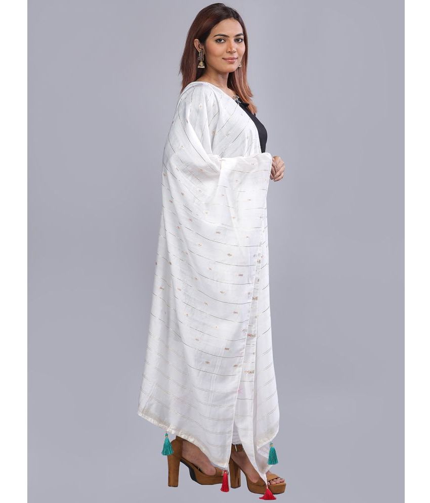     			Aany's Culture White Viscose Women's Dupatta - ( Pack of 1 )