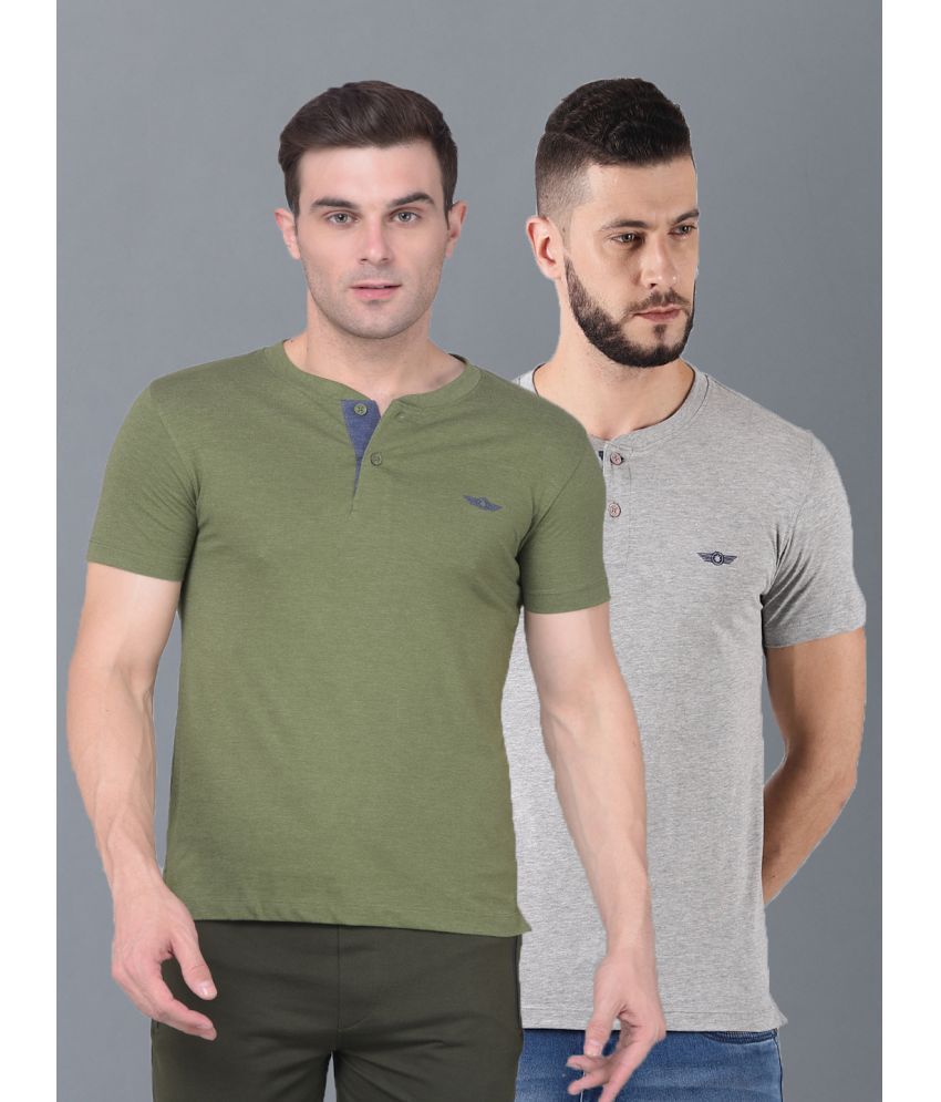     			Force NXT Cotton Blend Regular Fit Solid Half Sleeves Men's T-Shirt - Multicolor ( Pack of 2 )