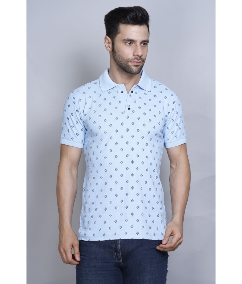     			PASURE Cotton Regular Fit Printed Half Sleeves Men's Polo T Shirt - Sky Blue ( Pack of 1 )