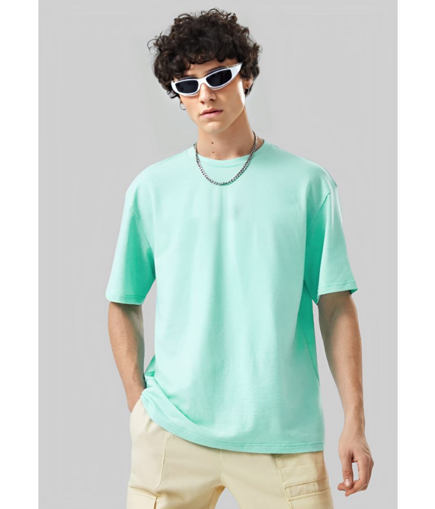     			PPTHEFASHIONHUB Cotton Blend Oversized Fit Solid Half Sleeves Men's T-Shirt - Mint Green ( Pack of 1 )