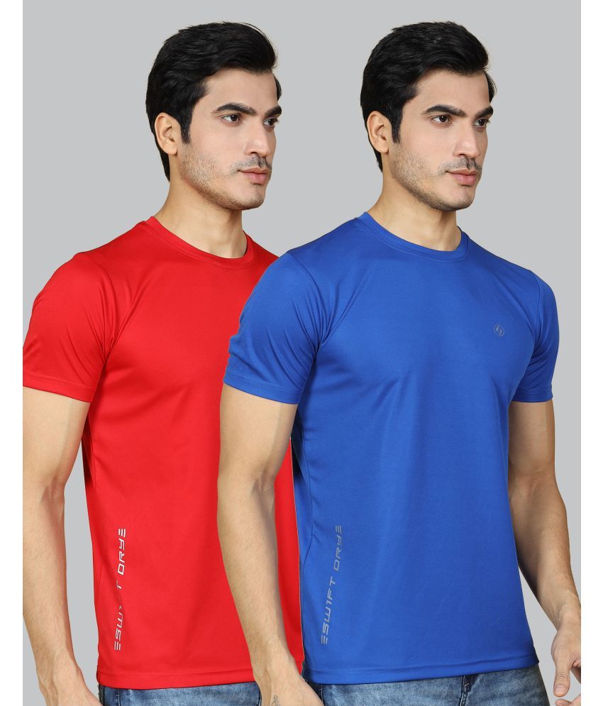     			Supersquad Polyester Regular Fit Solid Half Sleeves Men's T-Shirt - Multicolor ( Pack of 2 )