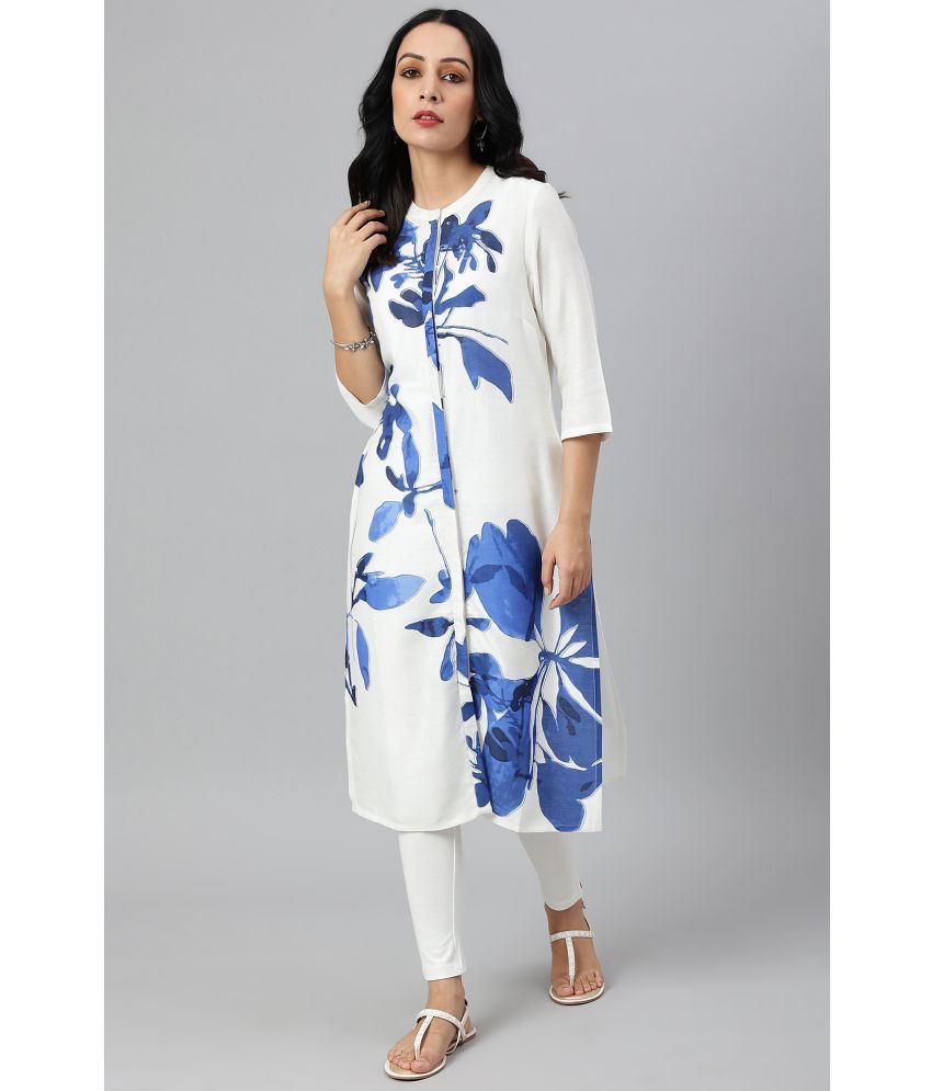     			W Rayon Printed Straight Women's Kurti - White ( Pack of 1 )