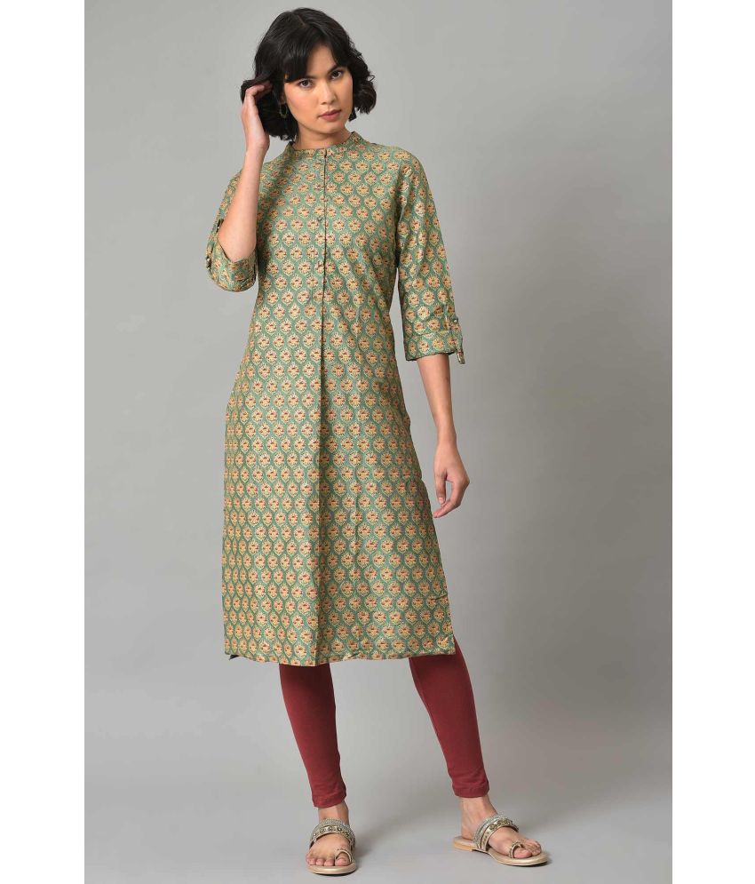     			W Viscose Printed Kurti With Churidar Women's Stitched Salwar Suit - Green ( Pack of 1 )