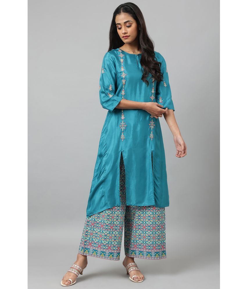     			W Viscose Solid Straight Women's Kurti - Blue ( Pack of 1 )