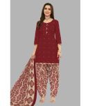 shree jeenmata collection Cotton Printed Kurti With Patiala Women's Stitched Salwar Suit - Maroon ( Pack of 1 )