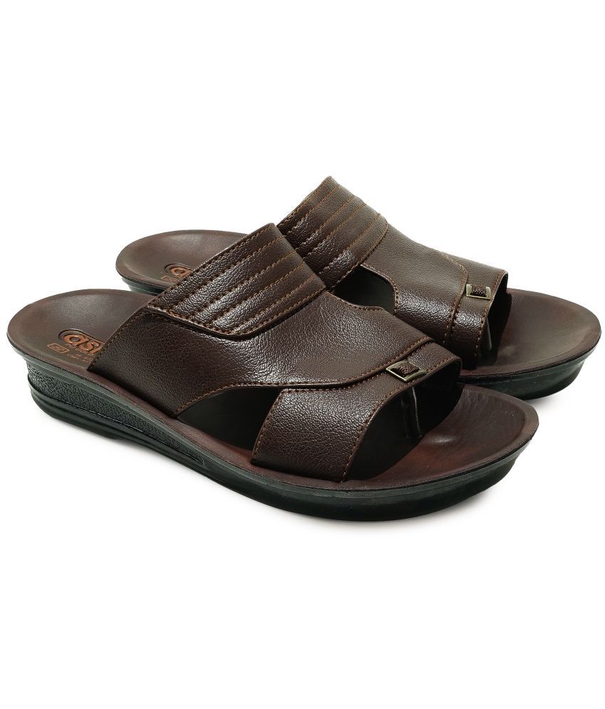     			ASIAN Brown Men's Leather Slipper