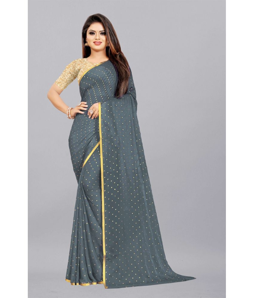     			Aardiva Chiffon Printed Saree With Blouse Piece - Grey ( Pack of 1 )