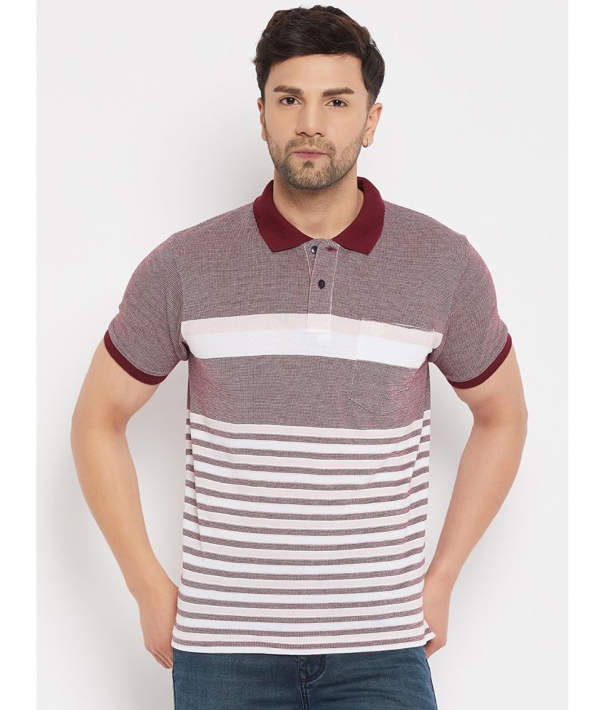     			Duke Cotton Blend Regular Fit Striped Half Sleeves Men's Polo T Shirt - Maroon ( Pack of 1 )