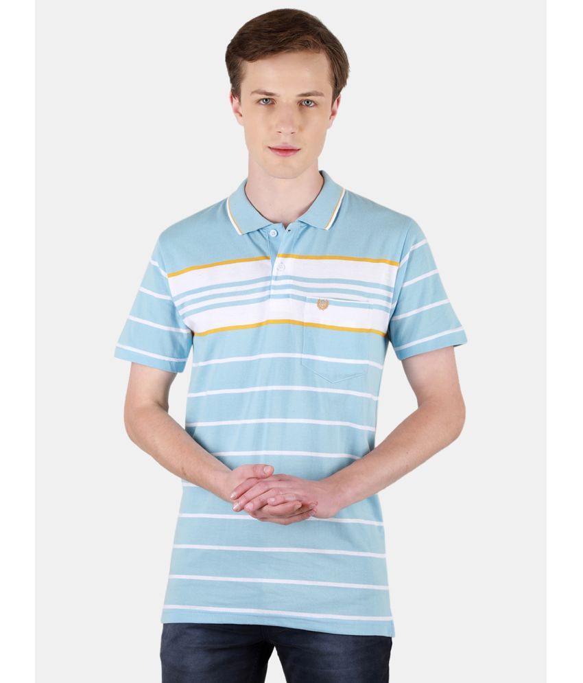     			Duke Cotton Blend Slim Fit Striped Half Sleeves Men's Polo T Shirt - Blue ( Pack of 1 )