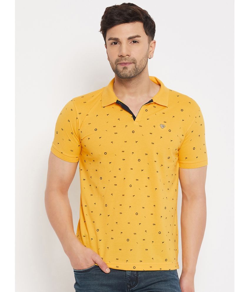     			Duke Cotton Blend Slim Fit Printed Half Sleeves Men's Polo T Shirt - Yellow ( Pack of 1 )