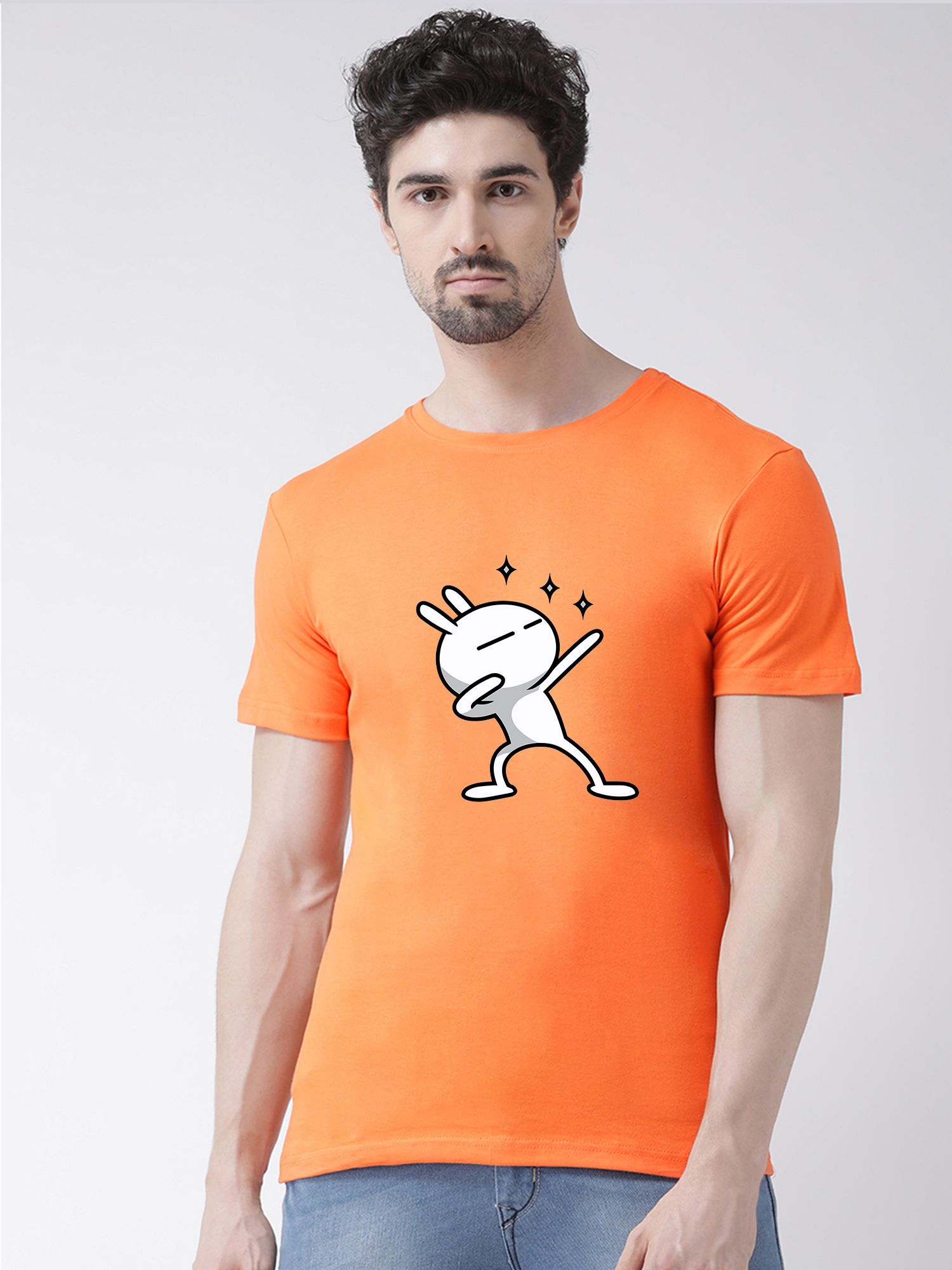     			Friskers Pack of 1 100% Cotton Slim Fit Men's T-Shirt ( Orange )