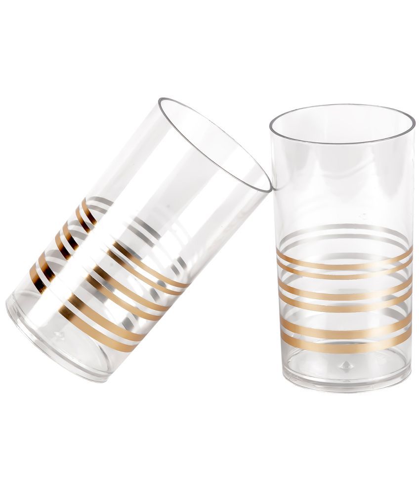     			HomePro CLEAR GOLD GLASS Plastic Glasses 300 ml ( Pack of 2 )