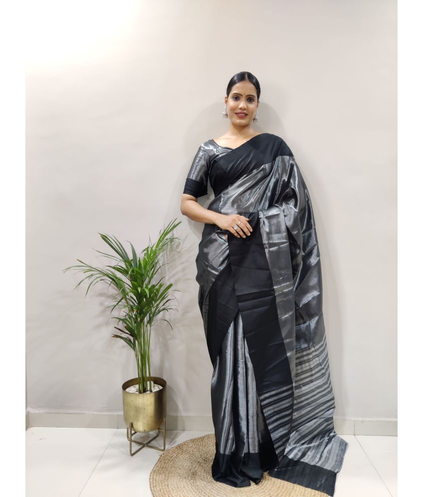     			JULEE Banarasi Silk Embellished Saree With Blouse Piece - Black ( Pack of 1 )