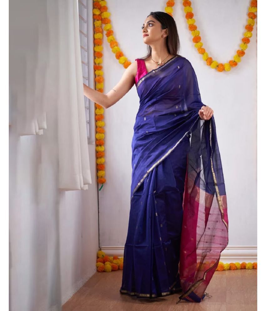     			JULEE Banarasi Silk Embellished Saree With Blouse Piece - Purple ( Pack of 1 )