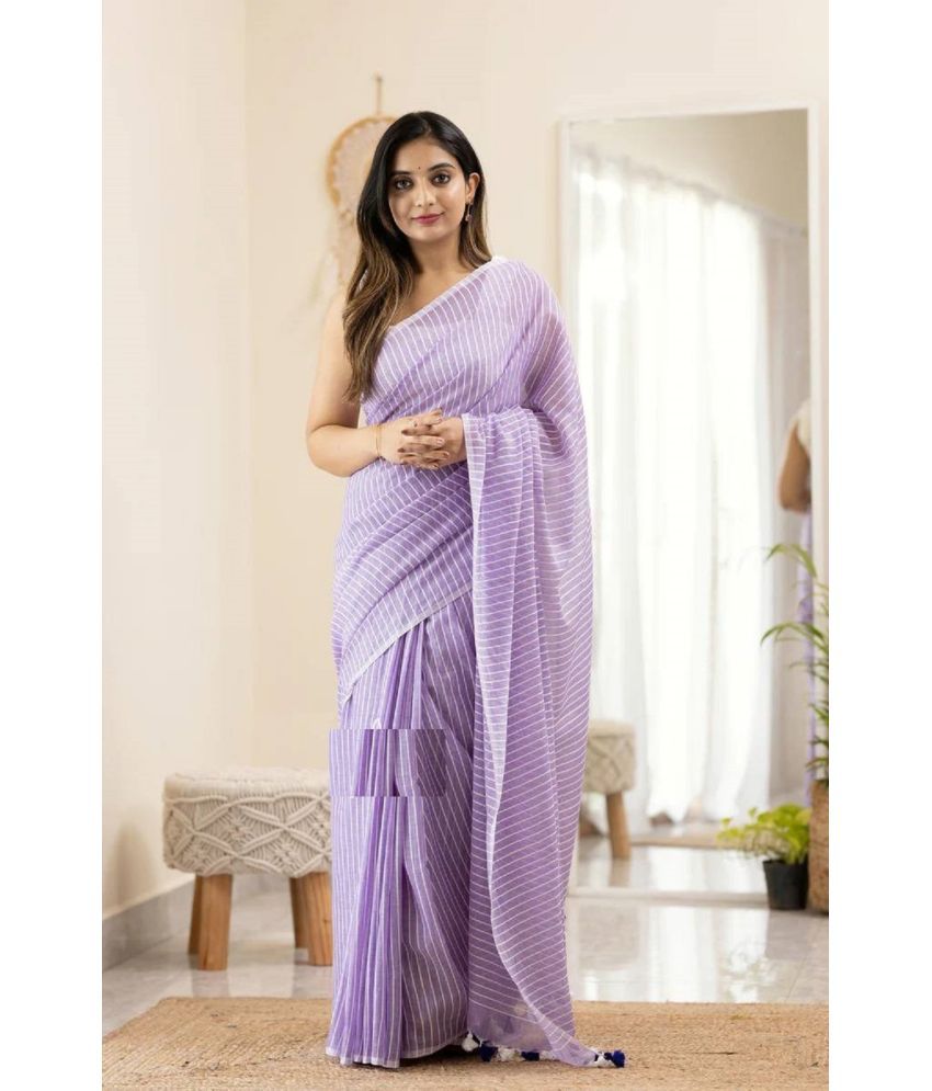     			JULEE Banarasi Silk Embellished Saree With Blouse Piece - Lavender ( Pack of 1 )