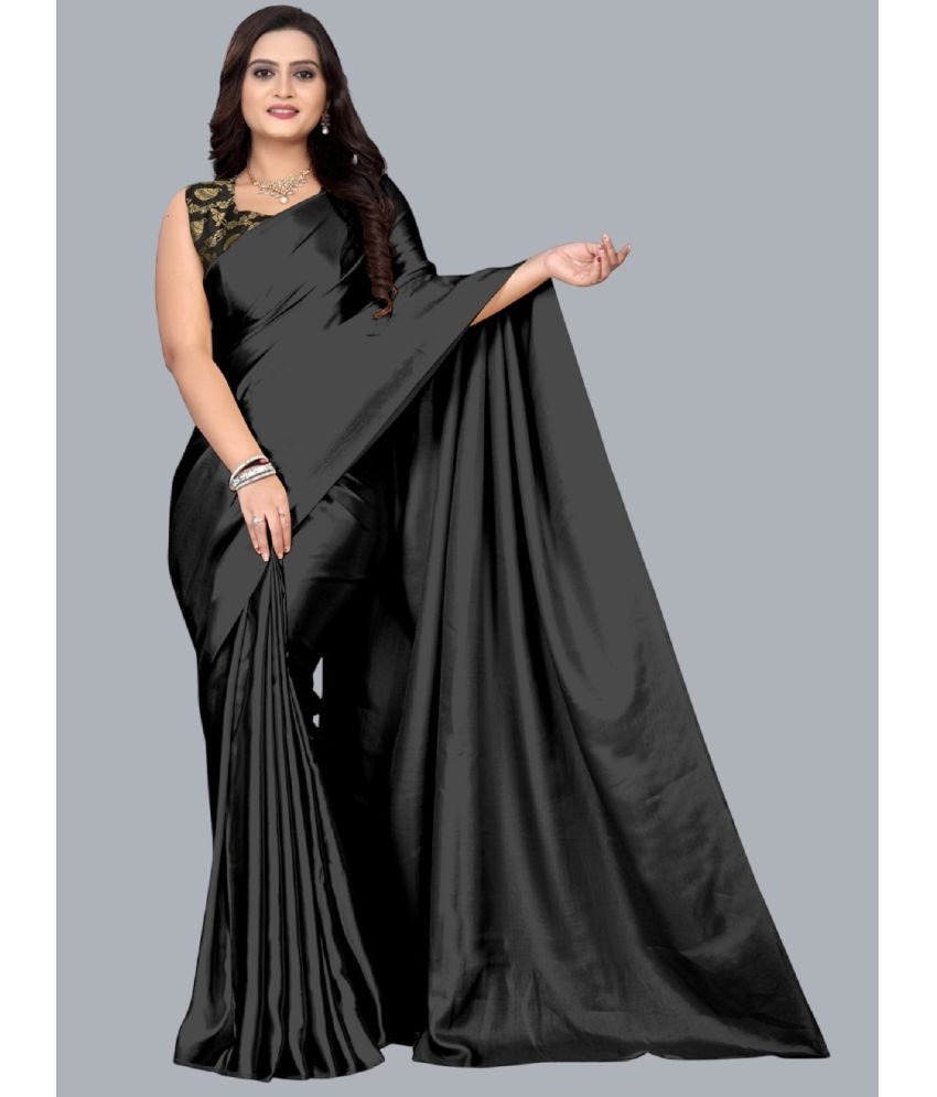     			JULEE Banarasi Silk Embellished Saree With Blouse Piece - Black ( Pack of 1 )