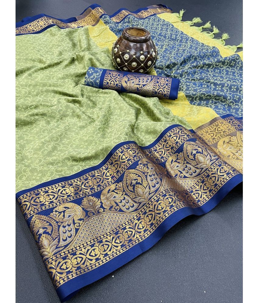     			JULEE Silk Embellished Saree With Blouse Piece - Blue ( Pack of 1 )