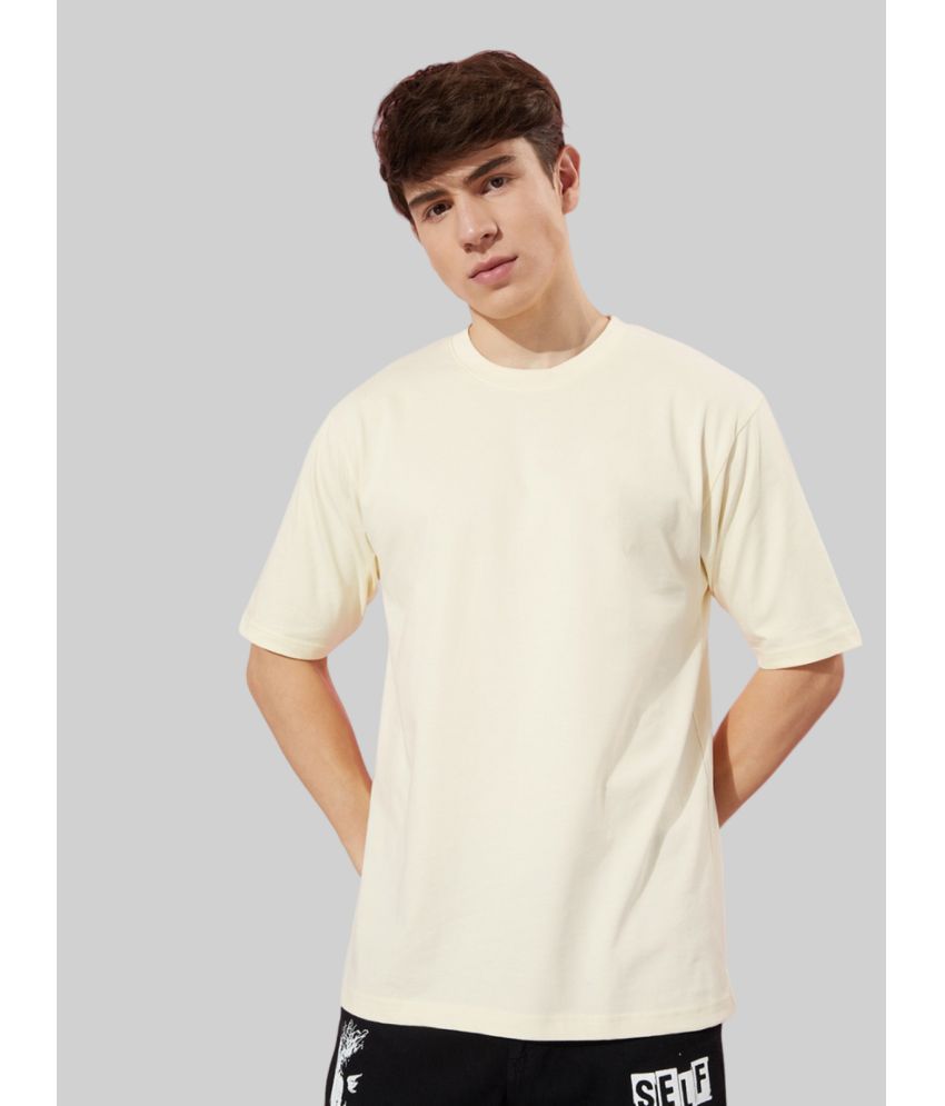     			PP Kurtis Cotton Blend Oversized Fit Solid Half Sleeves Men's T-Shirt - Beige ( Pack of 1 )