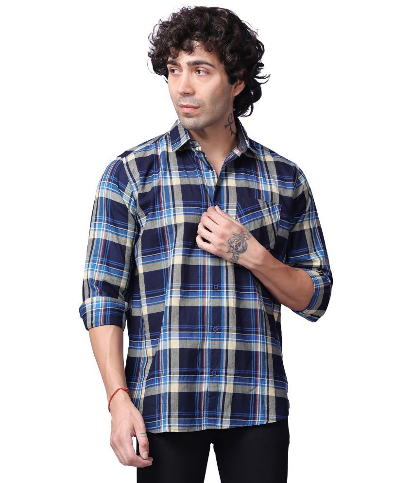     			SENOTEX Cotton Blend Regular Fit Solids Full Sleeves Men's Casual Shirt - Blue ( Pack of 1 )