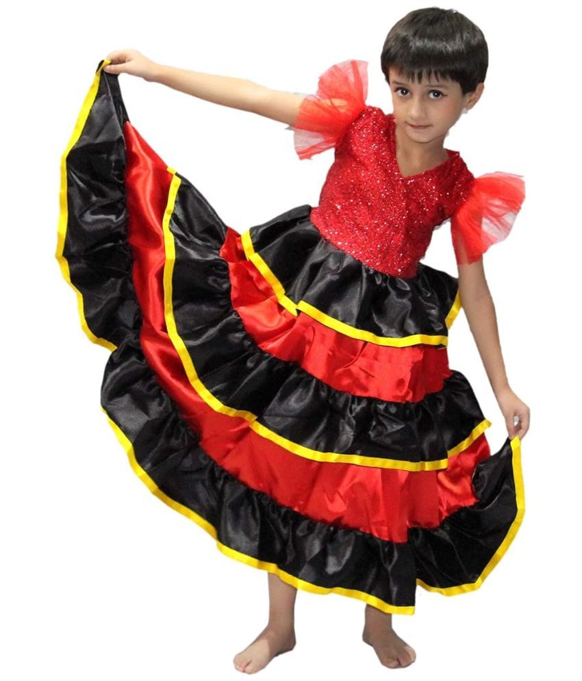     			Spanish Dance Dress For  Girls, Senorita Costume - Multicolor, 15-16 Years