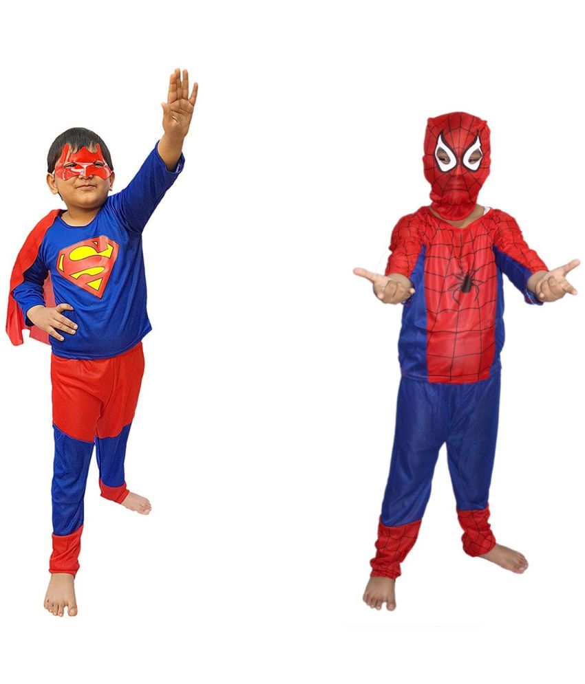     			Spider & Super Hero Dress For Boys, Superhero Costume Combo, 5-6 Yrs (Pack of 2)