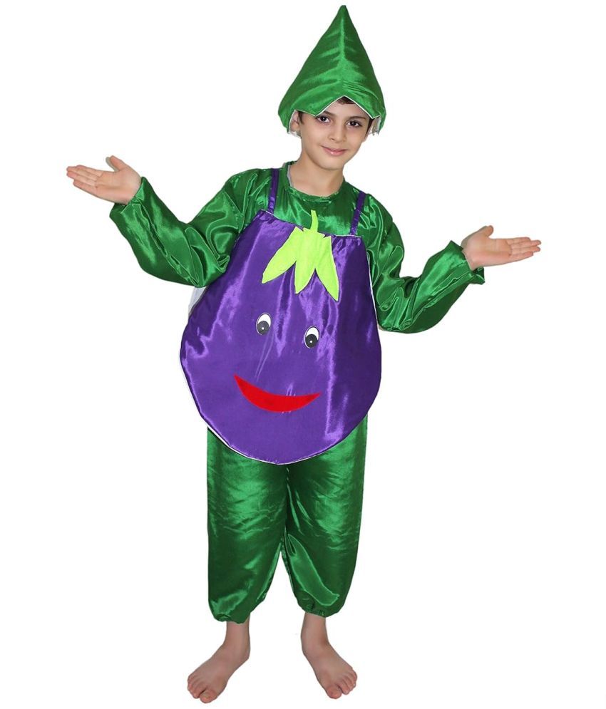     			Vegetable Costume Brinjal Dress for Boys & Girls -Purple & Green, Freesize Years