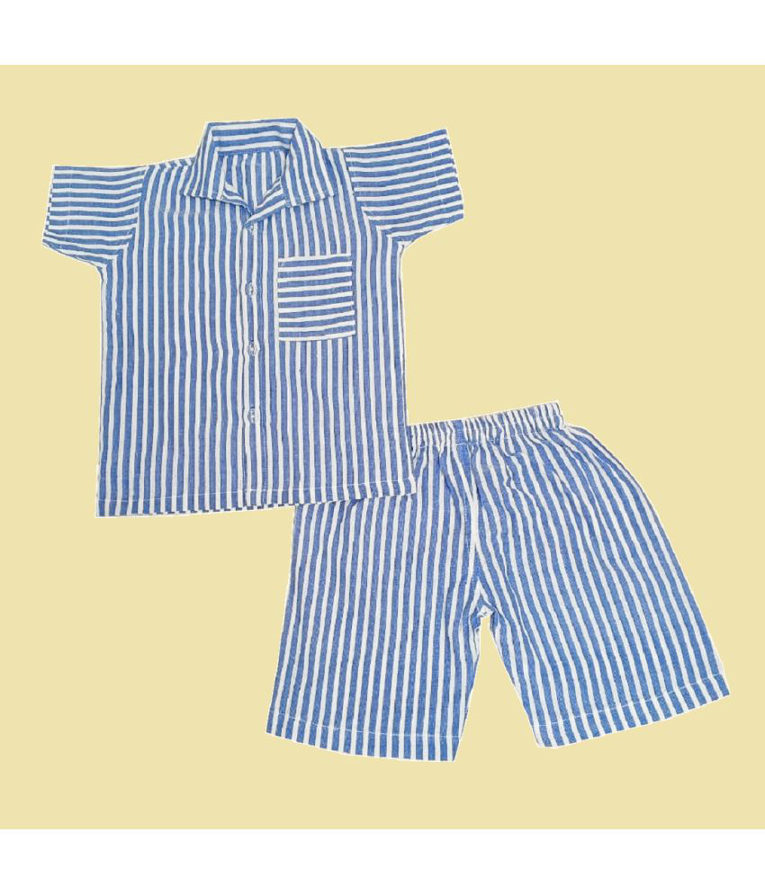     			harshvardhanmart Blue Cotton Boys Shirt & Shorts ( Pack of 1 )