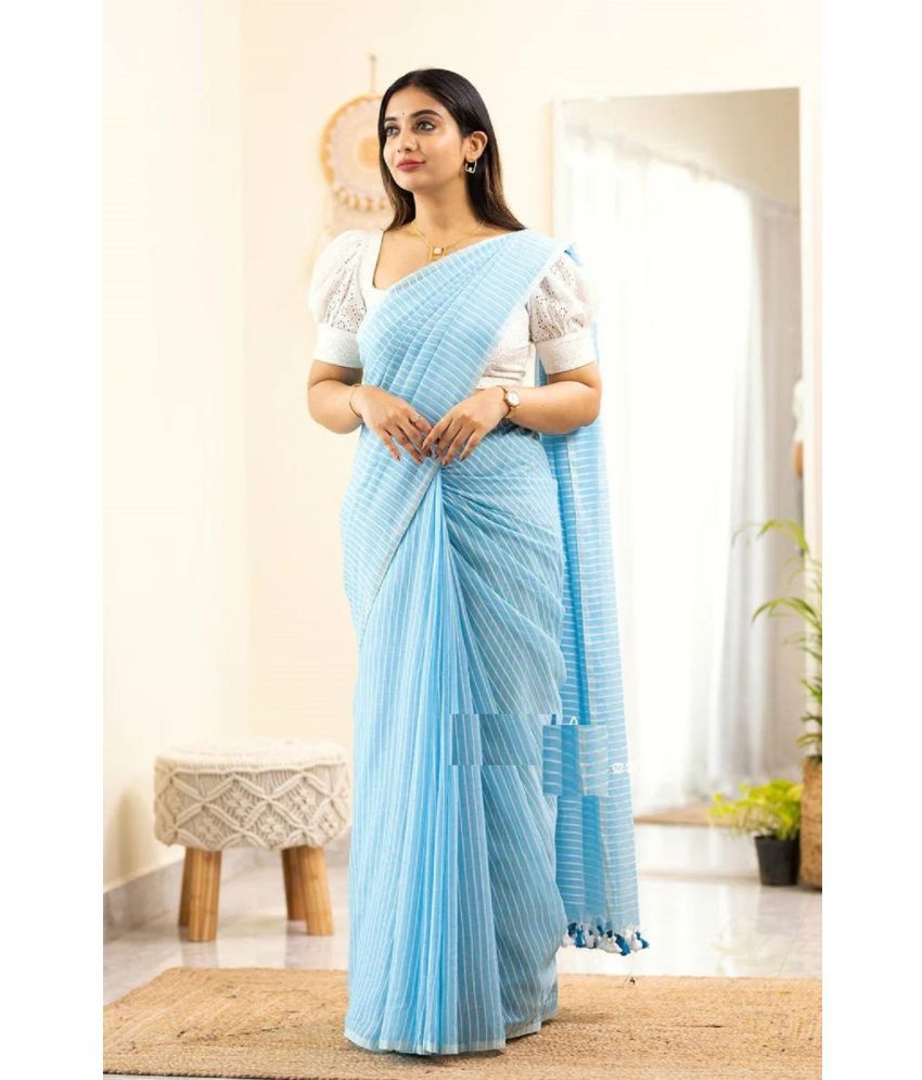     			A TO Z CART Banarasi Silk Embellished Saree With Blouse Piece - SkyBlue ( Pack of 1 )