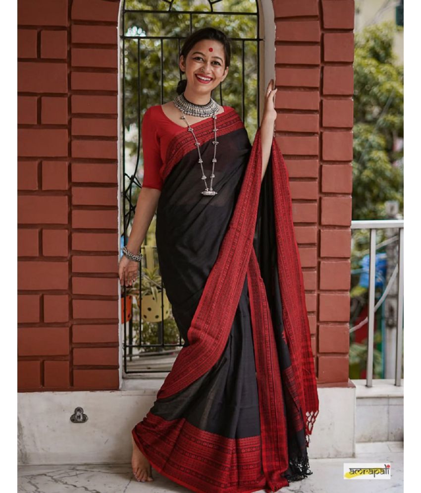     			A TO Z CART Banarasi Silk Embellished Saree With Blouse Piece - Black ( Pack of 1 )