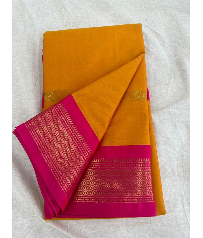     			A TO Z CART Cotton Silk Embellished Saree With Blouse Piece - Orange ( Pack of 1 )