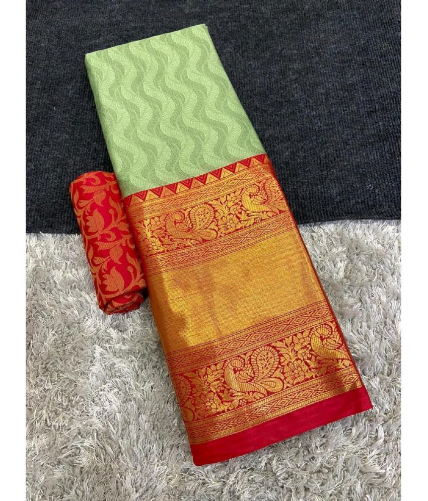     			A TO Z CART Cotton Silk Embellished Saree With Blouse Piece - Red ( Pack of 1 )