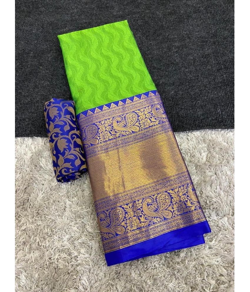     			A TO Z CART Cotton Silk Embellished Saree With Blouse Piece - Mint Green ( Pack of 1 )