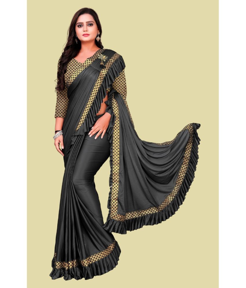     			A TO Z CART Lycra Embellished Saree With Blouse Piece - Grey ( Pack of 1 )