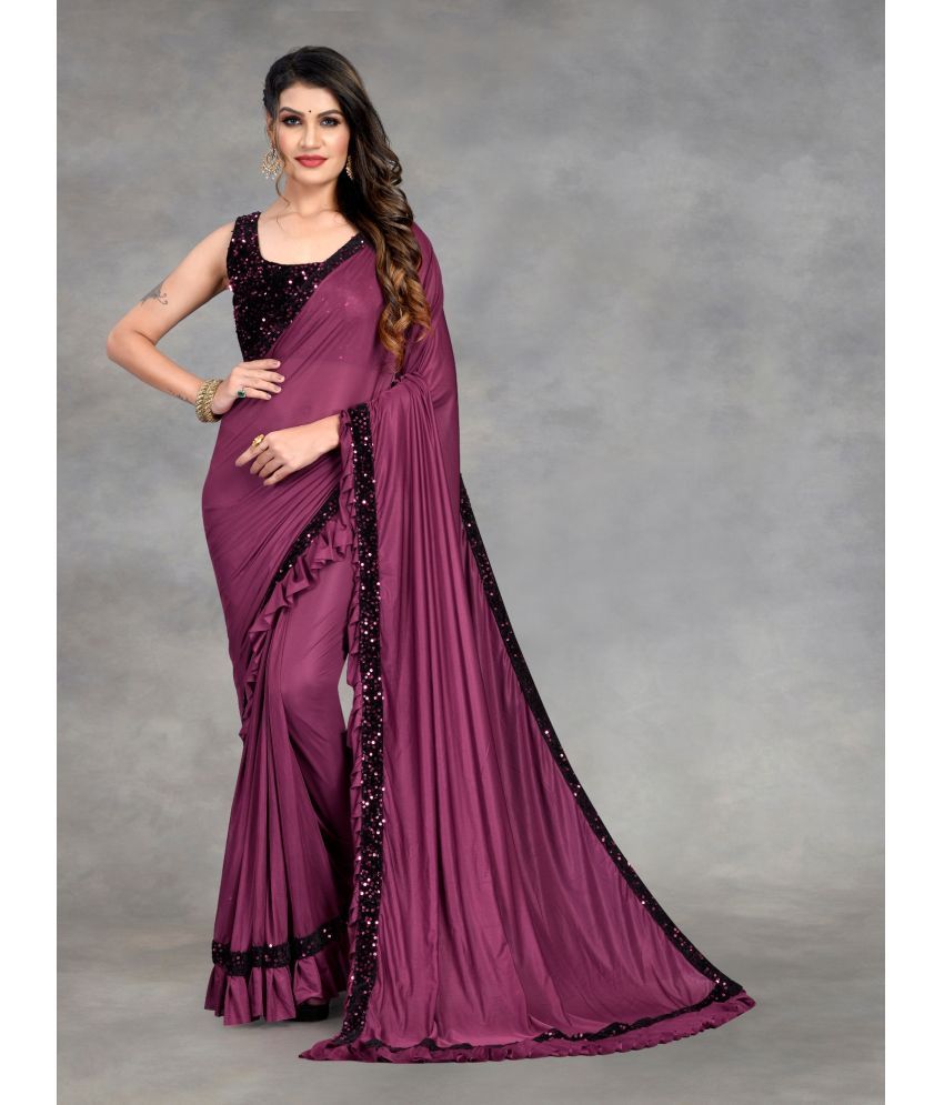     			A TO Z CART Lycra Embellished Saree With Blouse Piece - Wine ( Pack of 1 )