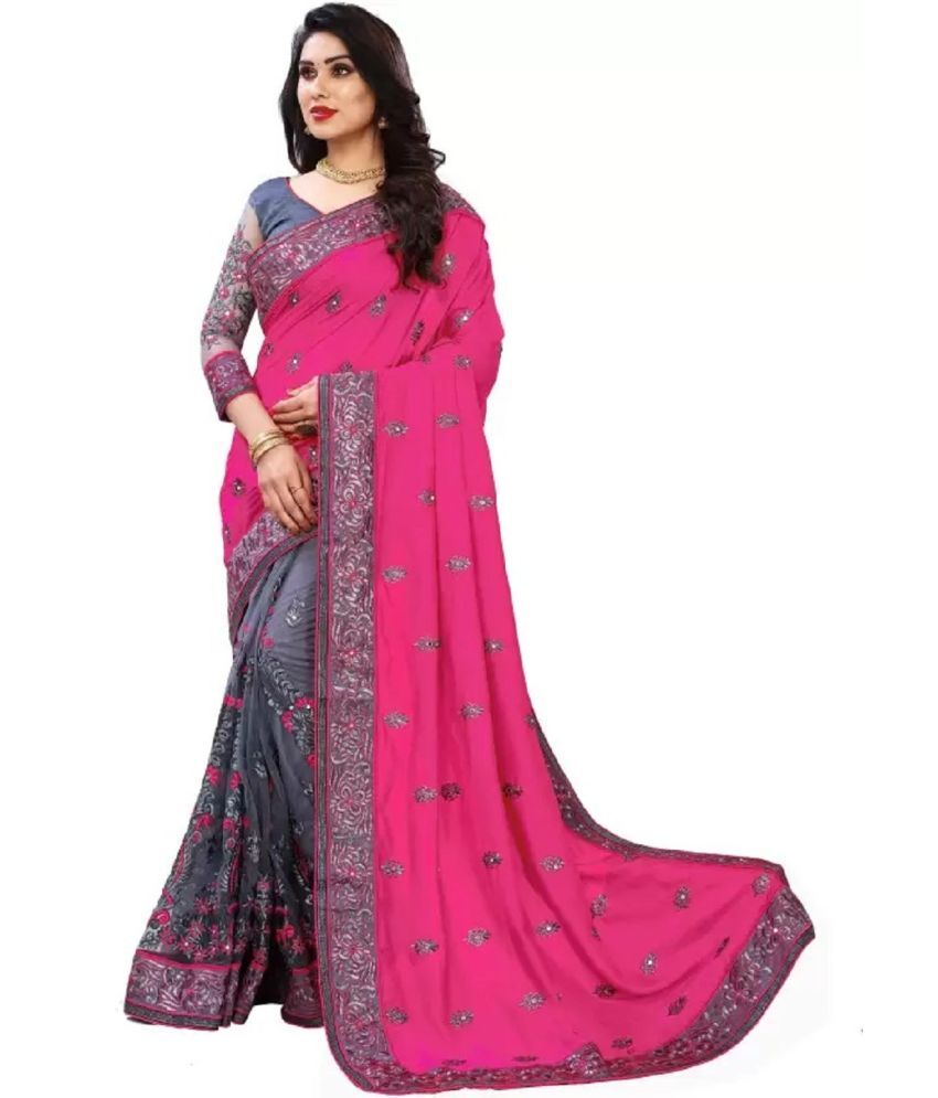     			A TO Z CART Silk Embellished Saree With Blouse Piece - Pink ( Pack of 1 )