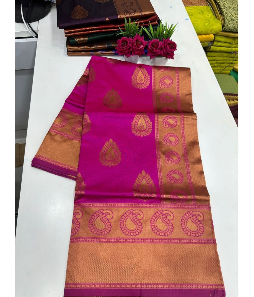     			A TO Z CART Silk Embellished Saree With Blouse Piece - Pink ( Pack of 1 )
