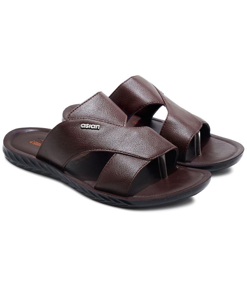     			ASIAN Brown Men's Leather Slipper