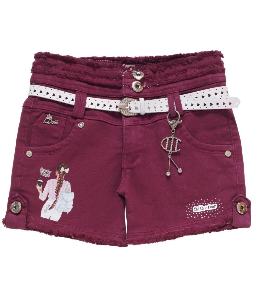     			Arshia Fashions - Purple Denim Girls Hot Pants ( Pack of 1 )