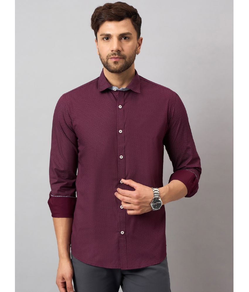     			Club York Cotton Blend Regular Fit Printed Full Sleeves Men's Casual Shirt - Maroon ( Pack of 1 )