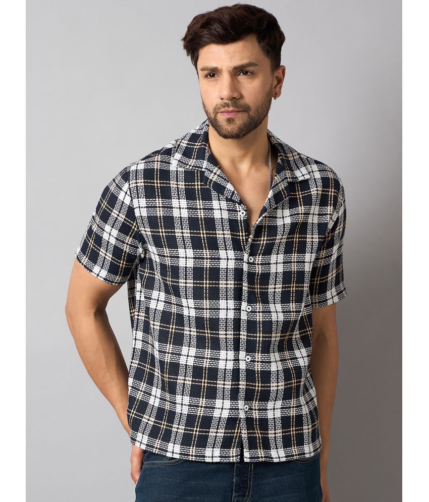     			Club York Cotton Blend Regular Fit Checks Half Sleeves Men's Casual Shirt - Navy ( Pack of 1 )