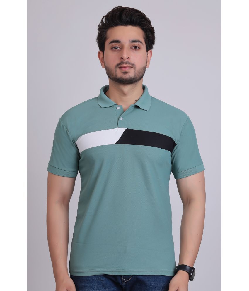     			DENNIN Cotton Blend Regular Fit Colorblock Half Sleeves Men's Polo T Shirt - Green ( Pack of 1 )